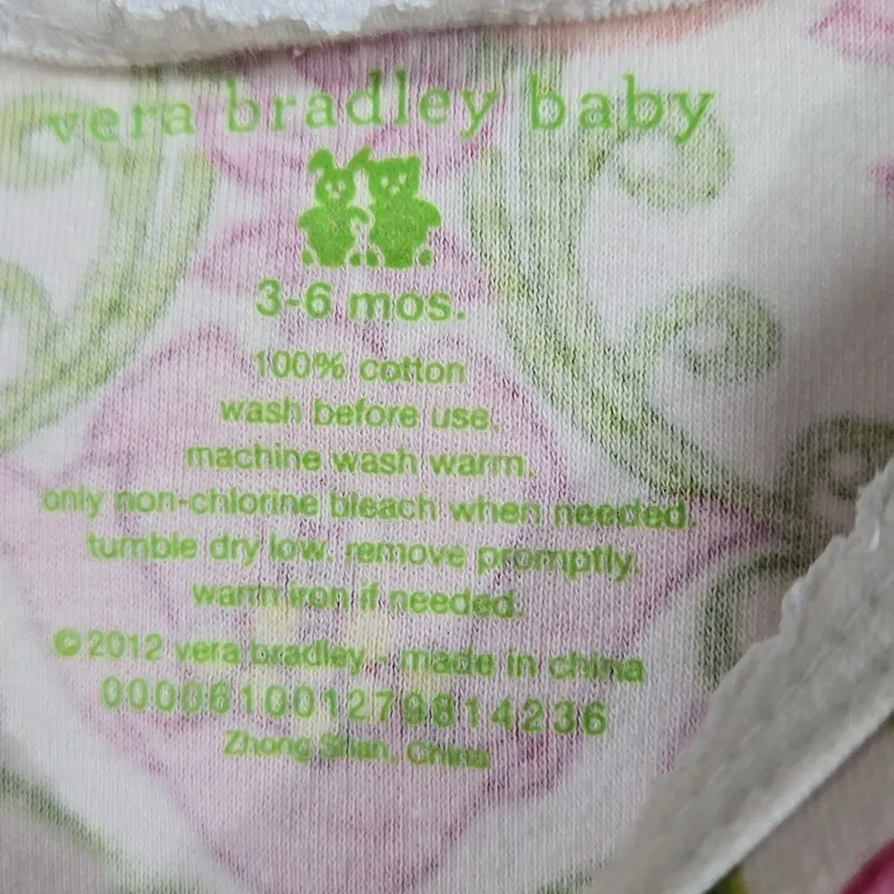 Vera Bradley Baby Footed Coverall Lilli Bell Pink Green Floral Pajama Onesie